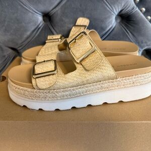 Madden Girl Cream Woven Platform Sandals
